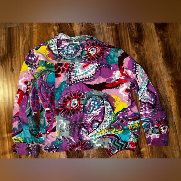 Vintage PHOOL Paint Splatter Button Front Jacket Multicolor Made In India - Picture 2 of 7